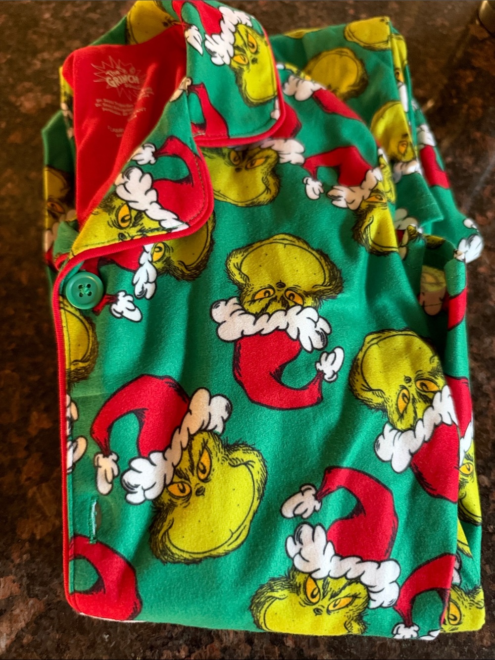 Green Grinch Kids' Holiday Pajama Set with Red Accents - Unbranded